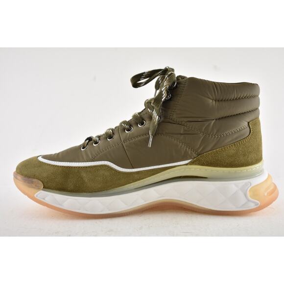 Chanel 19B Green Quilted Platform CC Logo High Top Trainer Sneaker Boot 44 11 - Picture 9 of 12